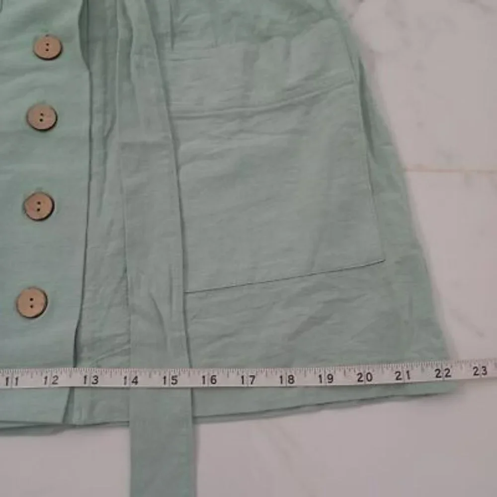 Hesperus Skirt Womens Light Green Cotton With Button Front Pockets Size L Casual